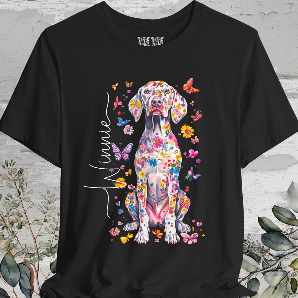 Weimaraner Floral Personalized T shirt