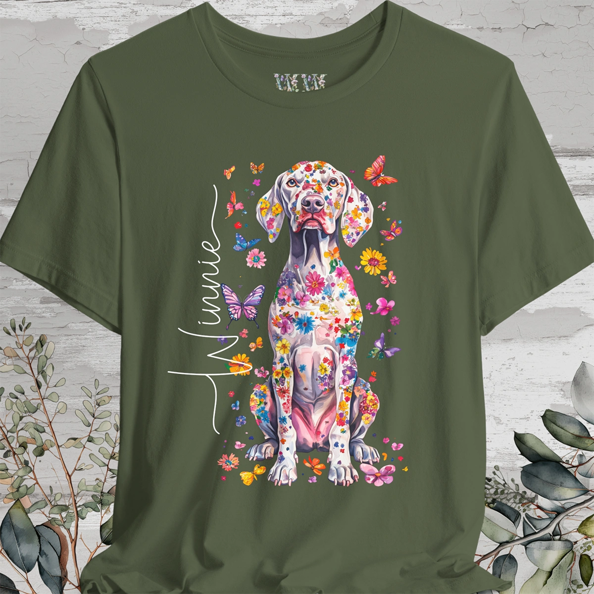 Weimaraner Floral Personalized T shirt