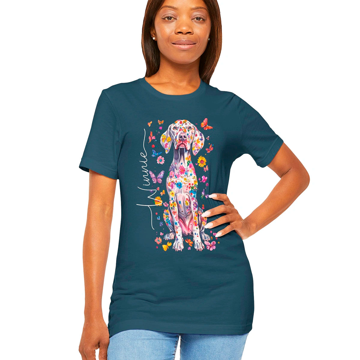 Weimaraner Floral Personalized T shirt