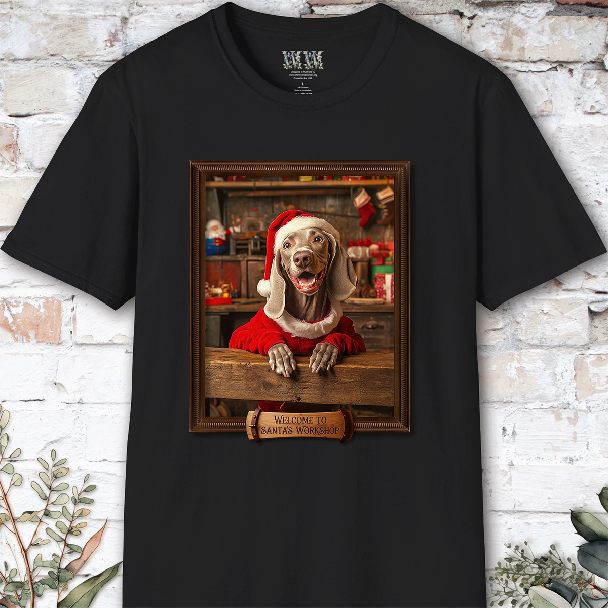 Weimaraner Santa's Workshop Unisex T shirt