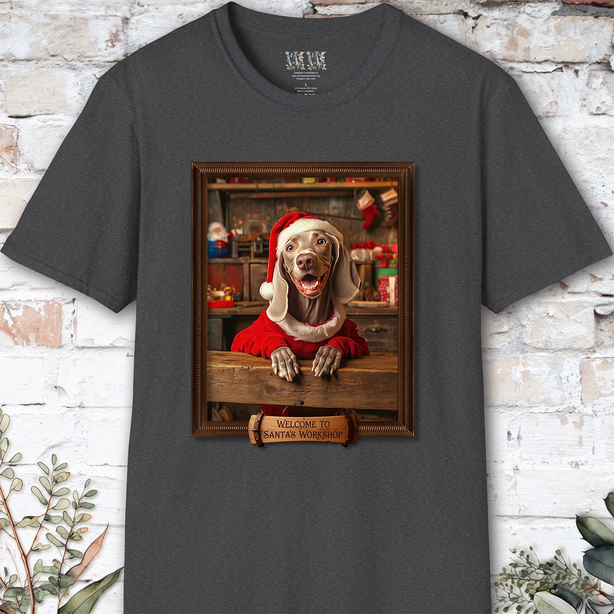 Weimaraner Santa's Workshop Unisex T shirt