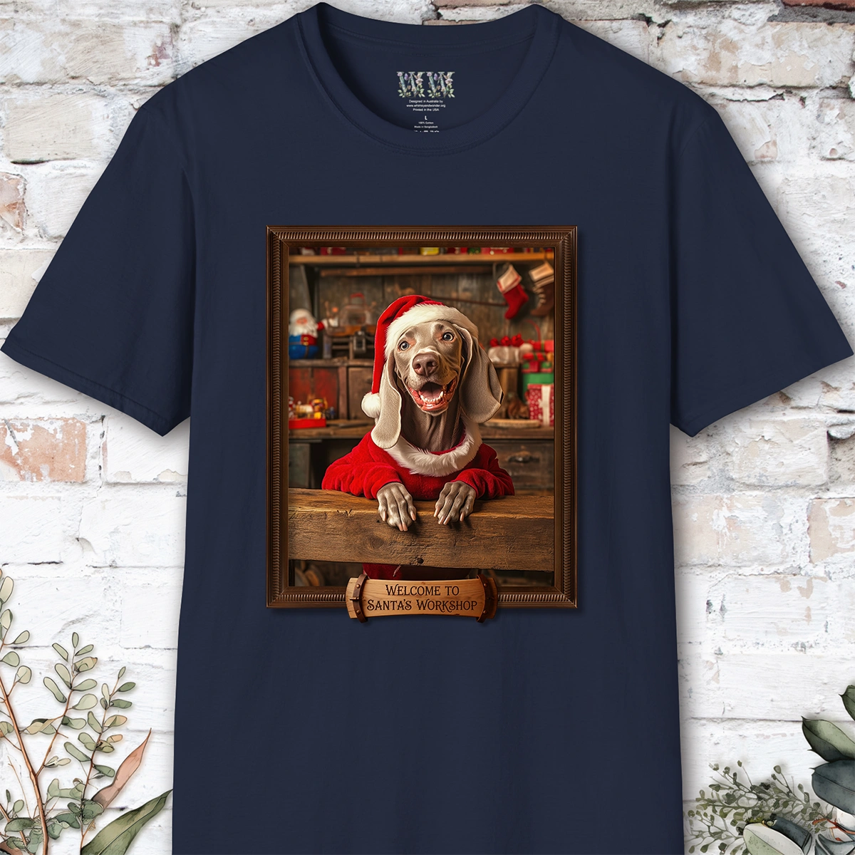 Weimaraner Santa's Workshop Unisex T shirt