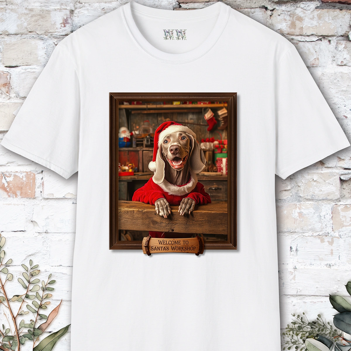 Weimaraner Santa's Workshop Unisex T shirt