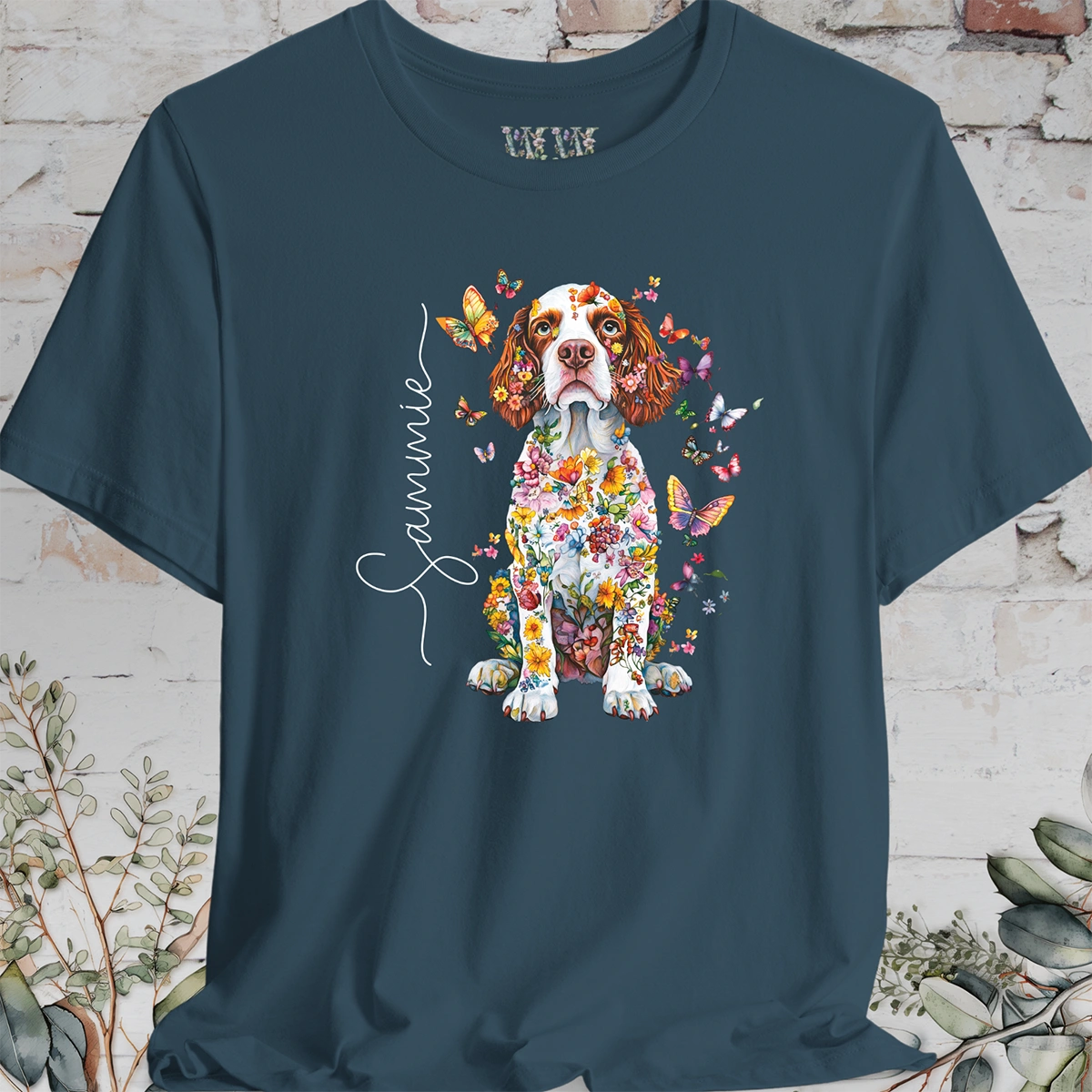 Welsh Spaniel #2 Floral Personalized T shirt