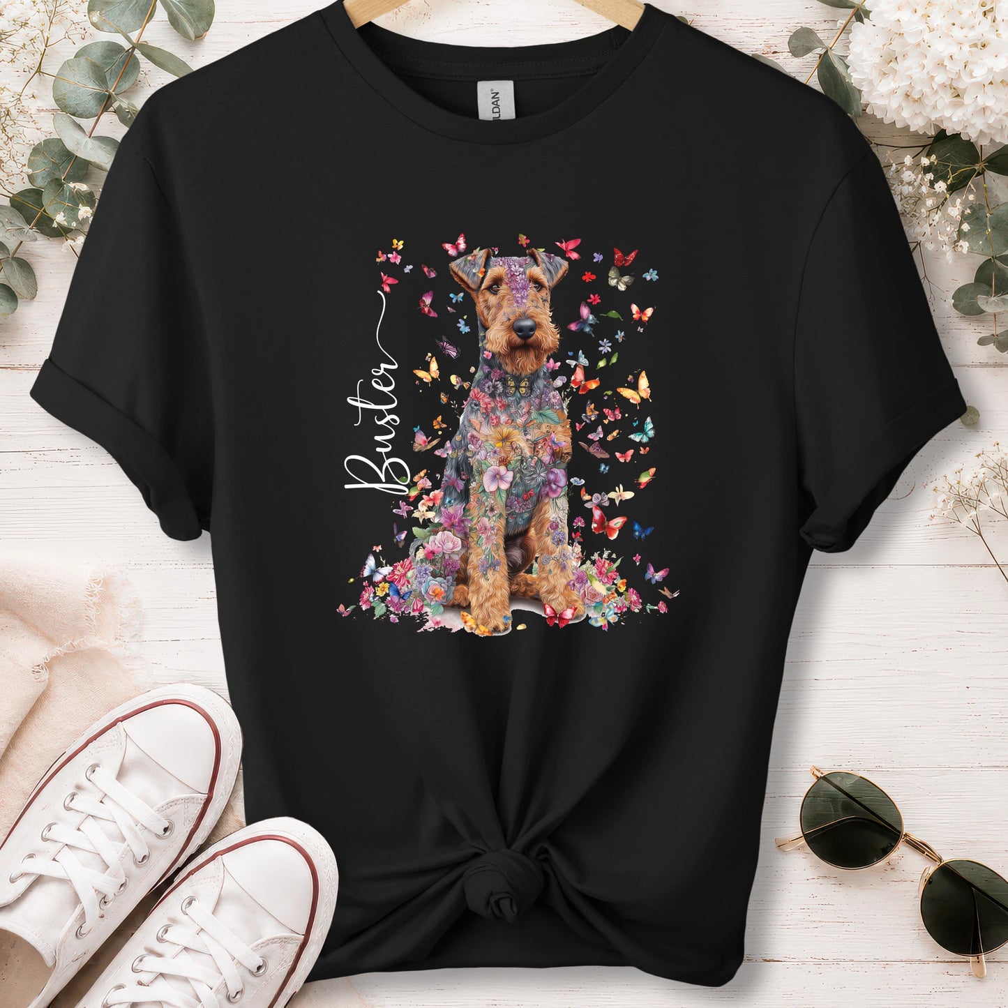 Welsh Terrier #1 Floral personalised unisex T shirt
