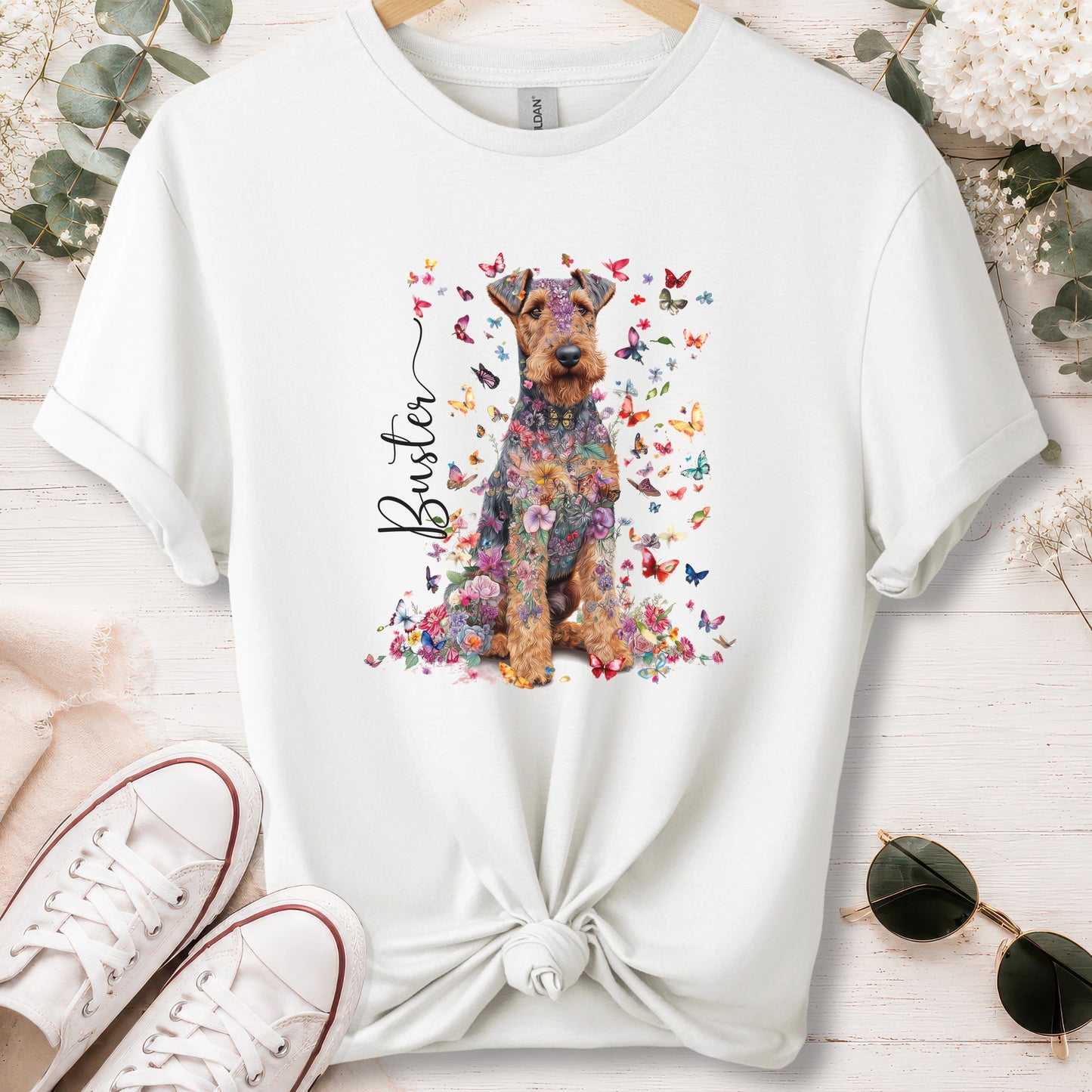 Welsh Terrier #1 Floral personalised unisex T shirt