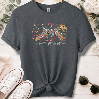 Welsh Terrier #1 Live like the gate was left open, unisex T shirt
