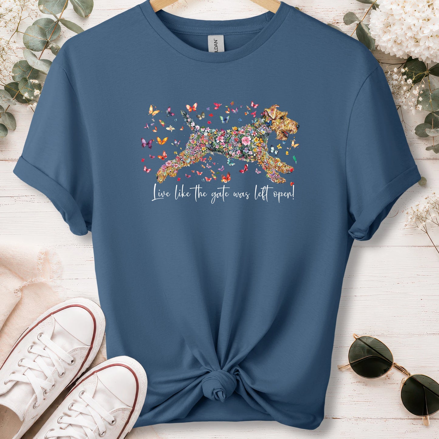 Welsh Terrier #1 Live like the gate was left open, unisex T shirt