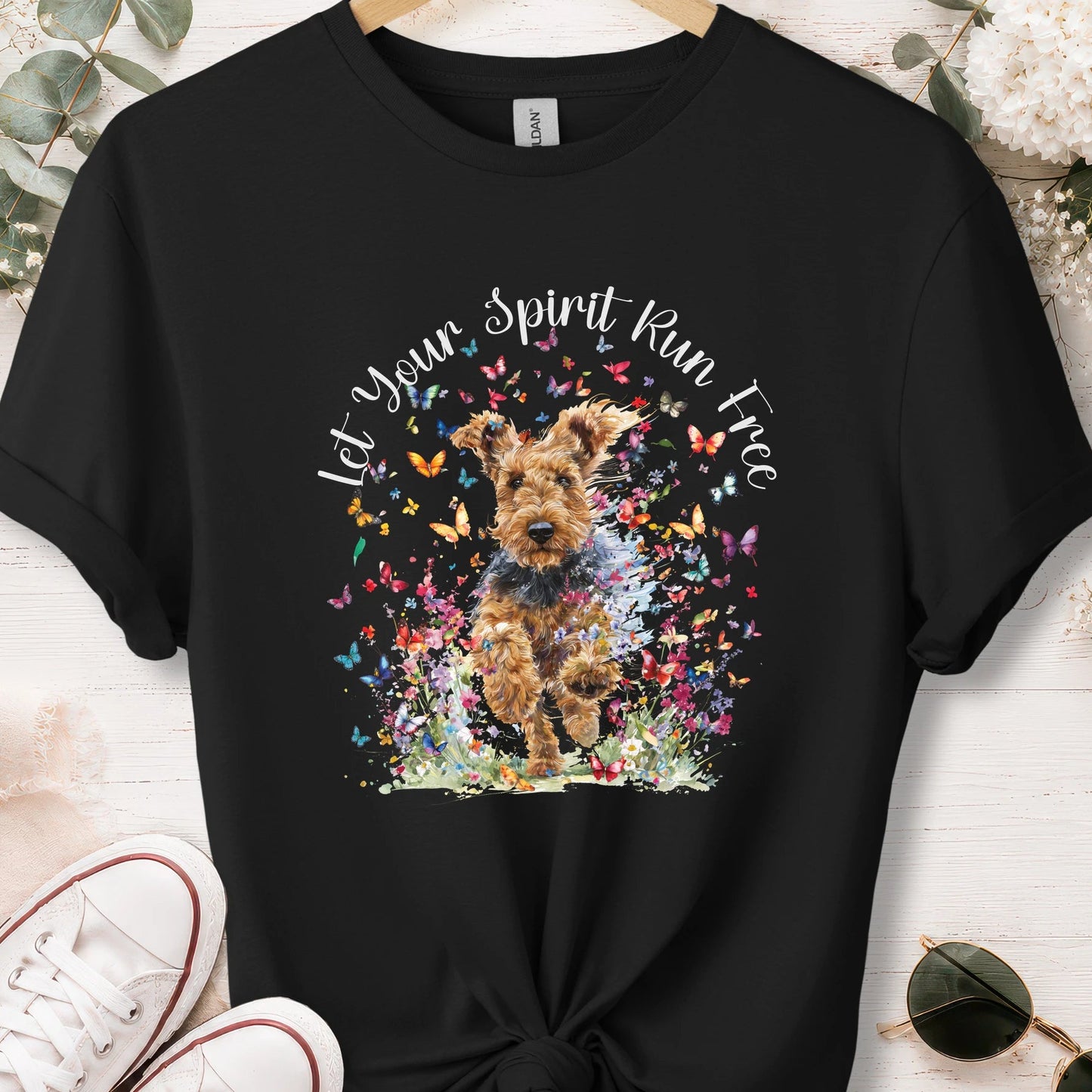 Welsh Terrier, Let your spirit run free, unisex T shirt