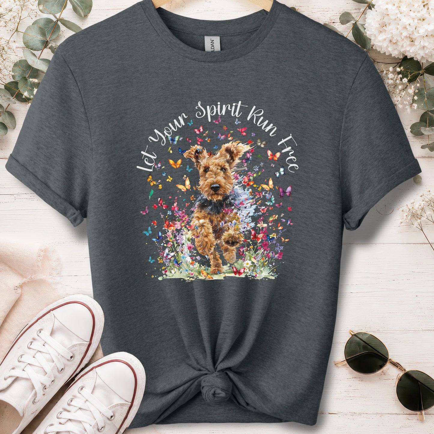Welsh Terrier, Let your spirit run free, unisex T shirt