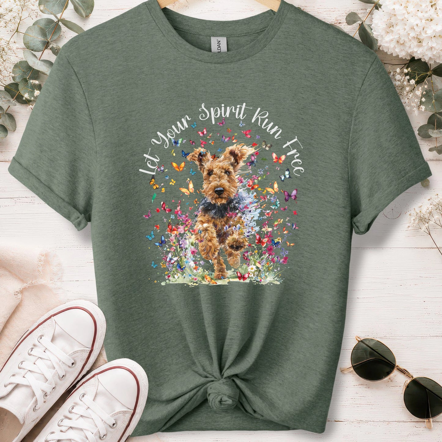 Welsh Terrier, Let your spirit run free, unisex T shirt