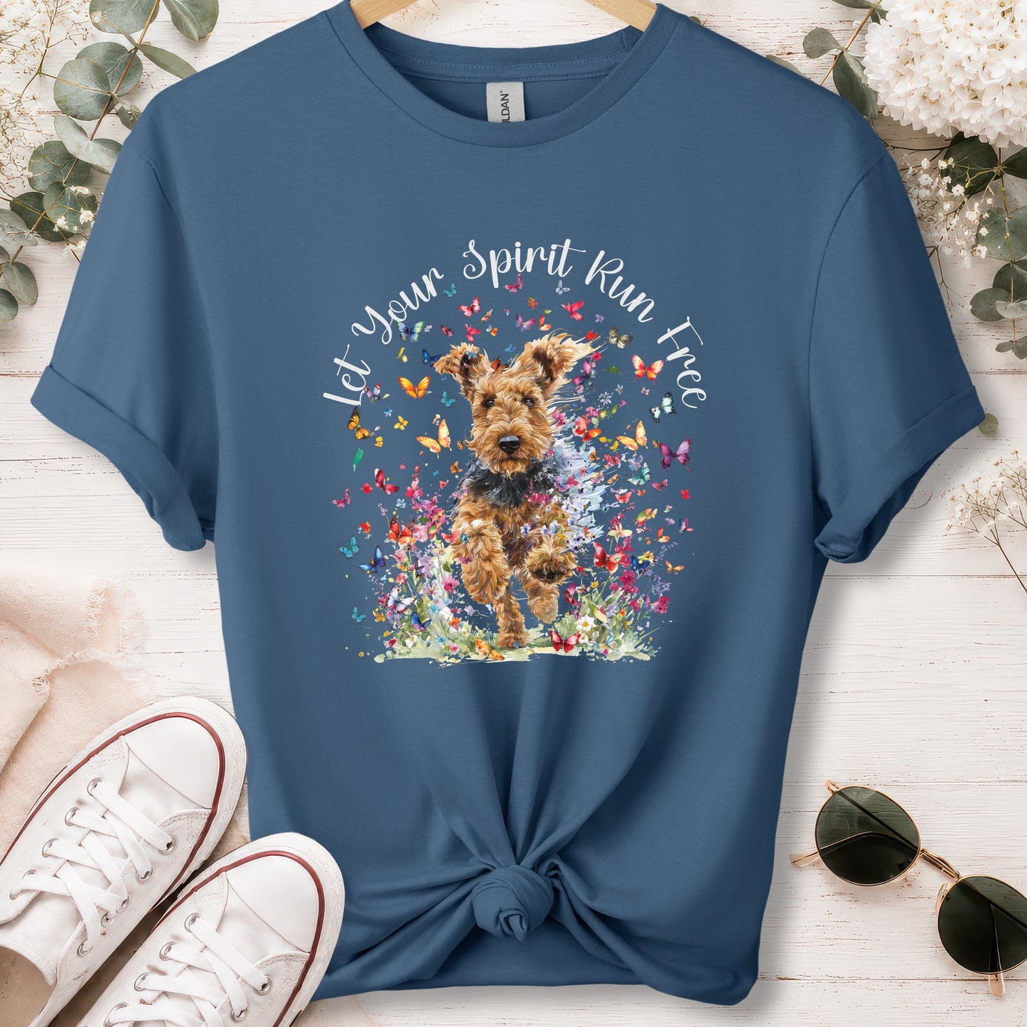Welsh Terrier, Let your spirit run free, unisex T shirt