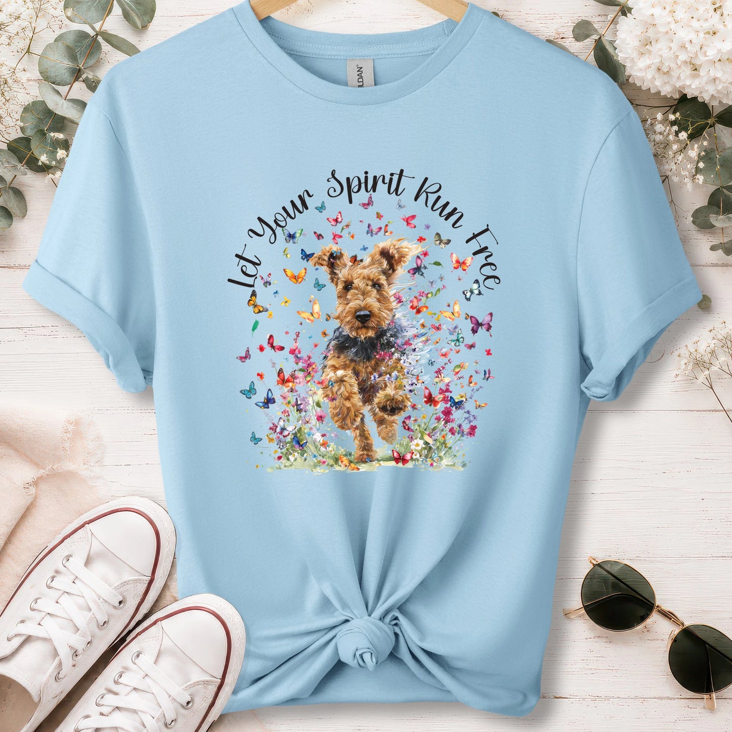 Welsh Terrier, Let your spirit run free, unisex T shirt