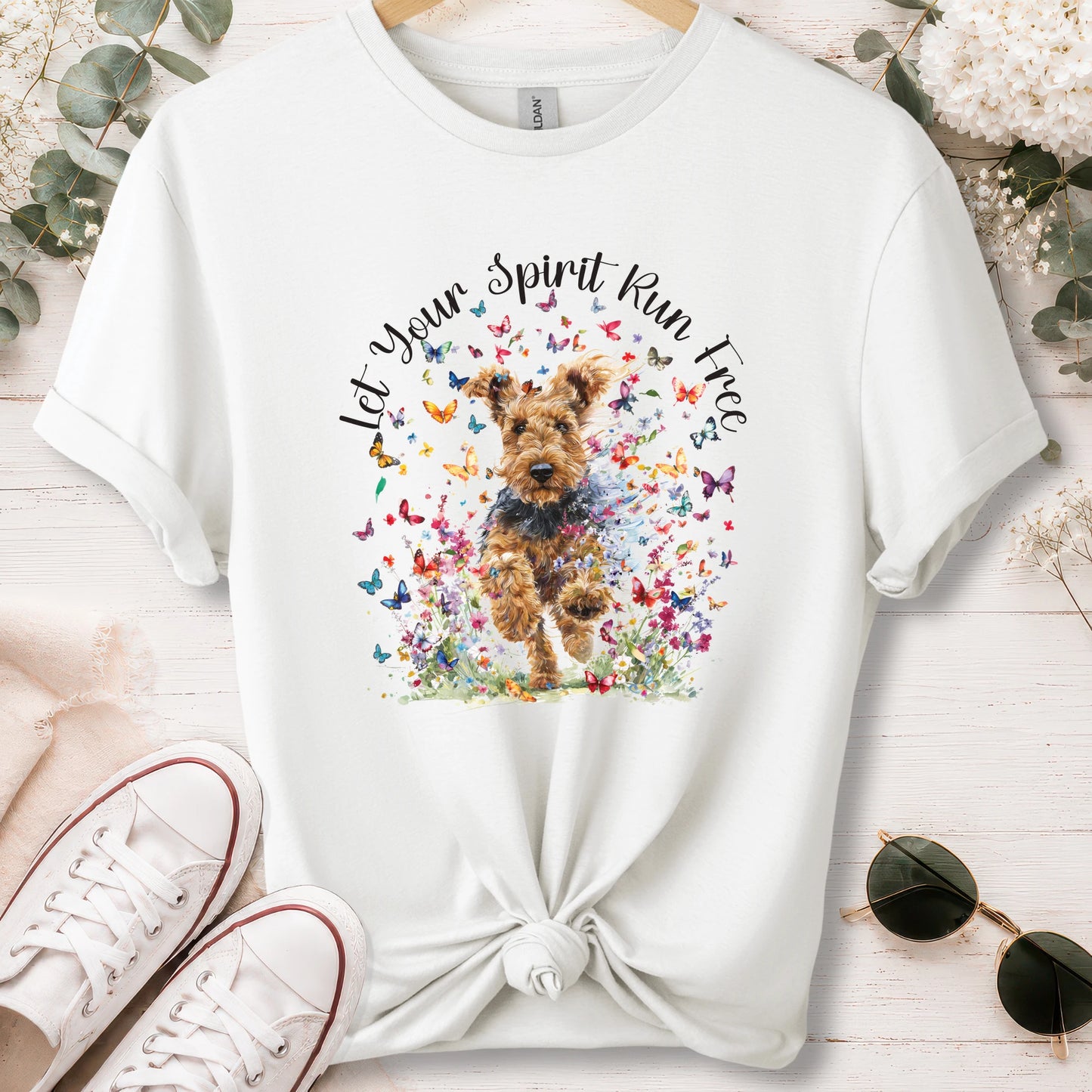 Welsh Terrier, Let your spirit run free, unisex T shirt