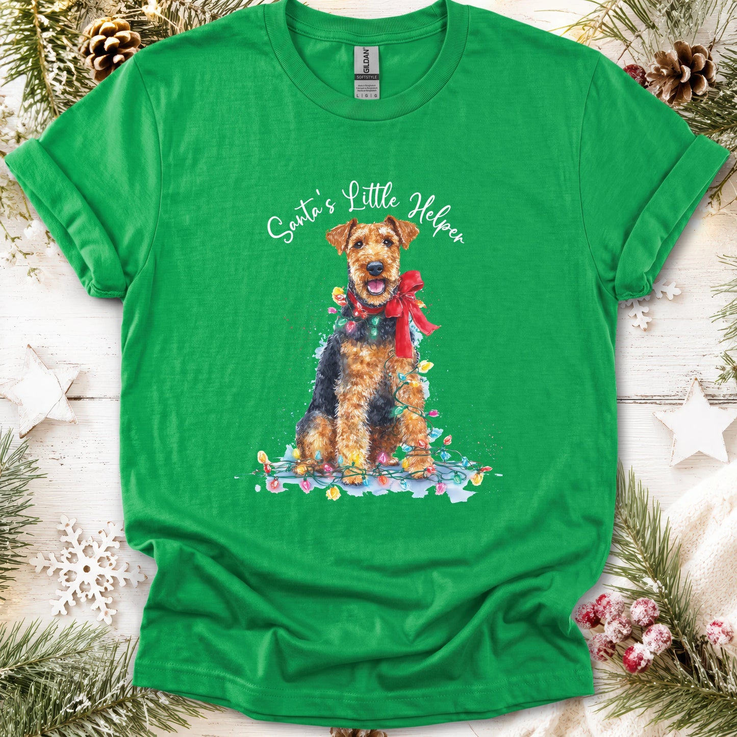 Welsh Terrier, Santas little helper, unisex T shirt