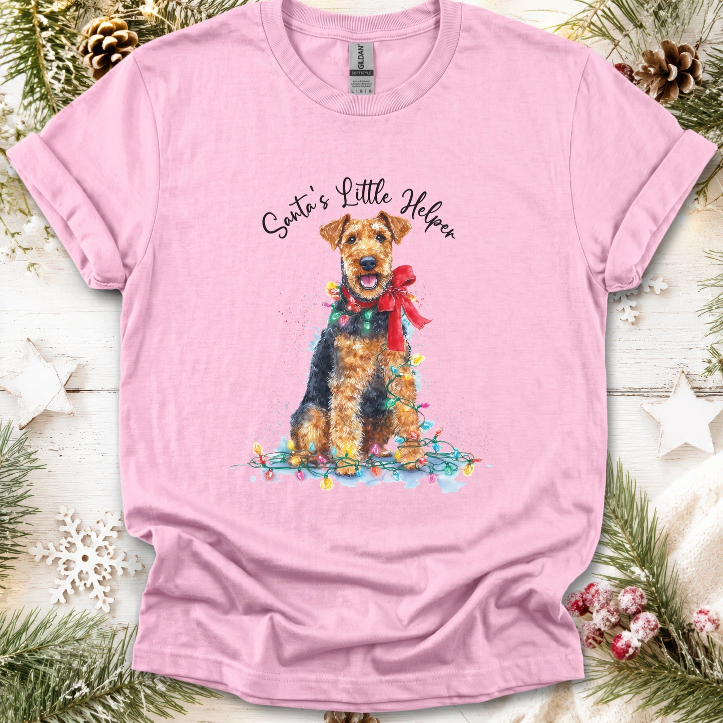 Welsh Terrier, Santas little helper, unisex T shirt