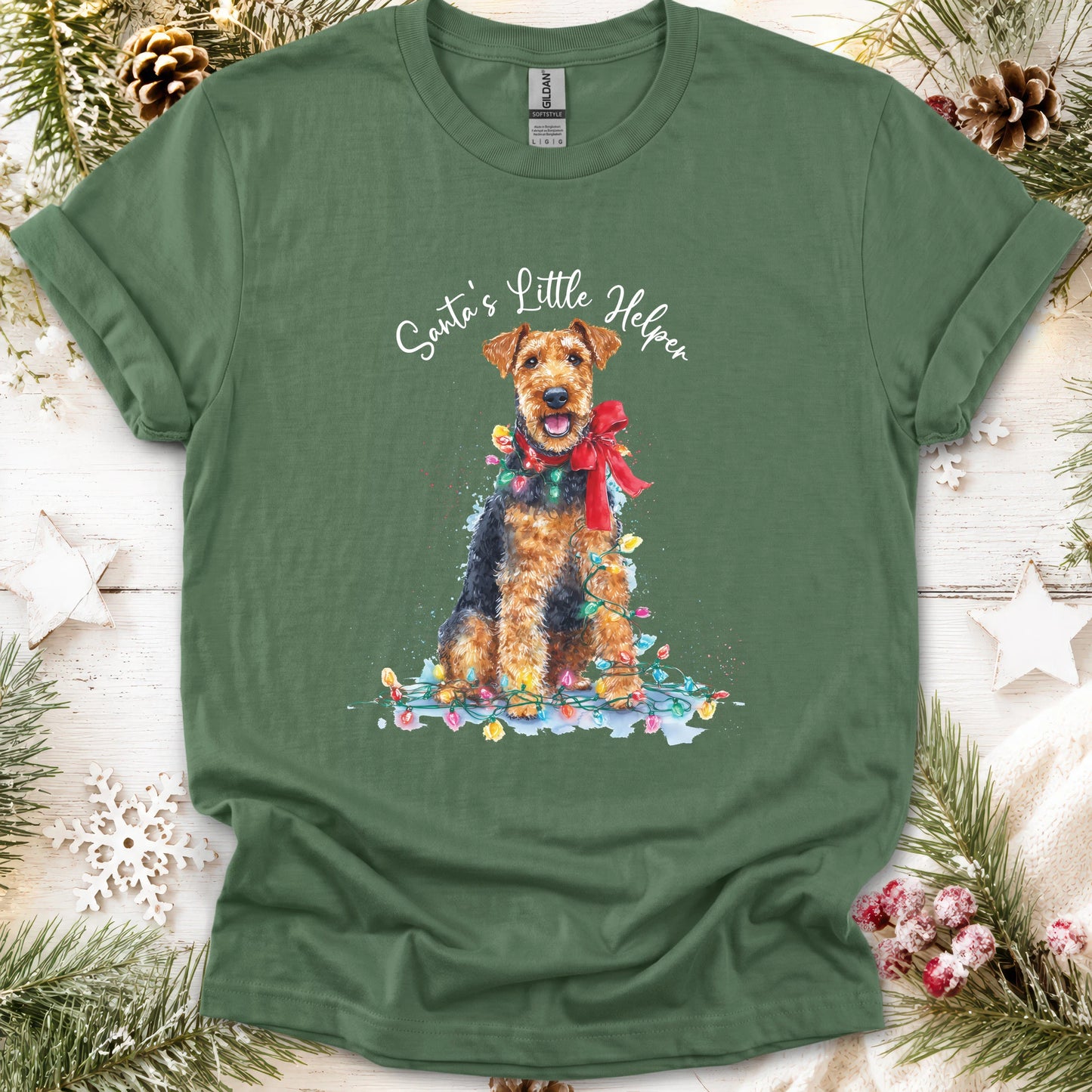Welsh Terrier, Santas little helper, unisex T shirt