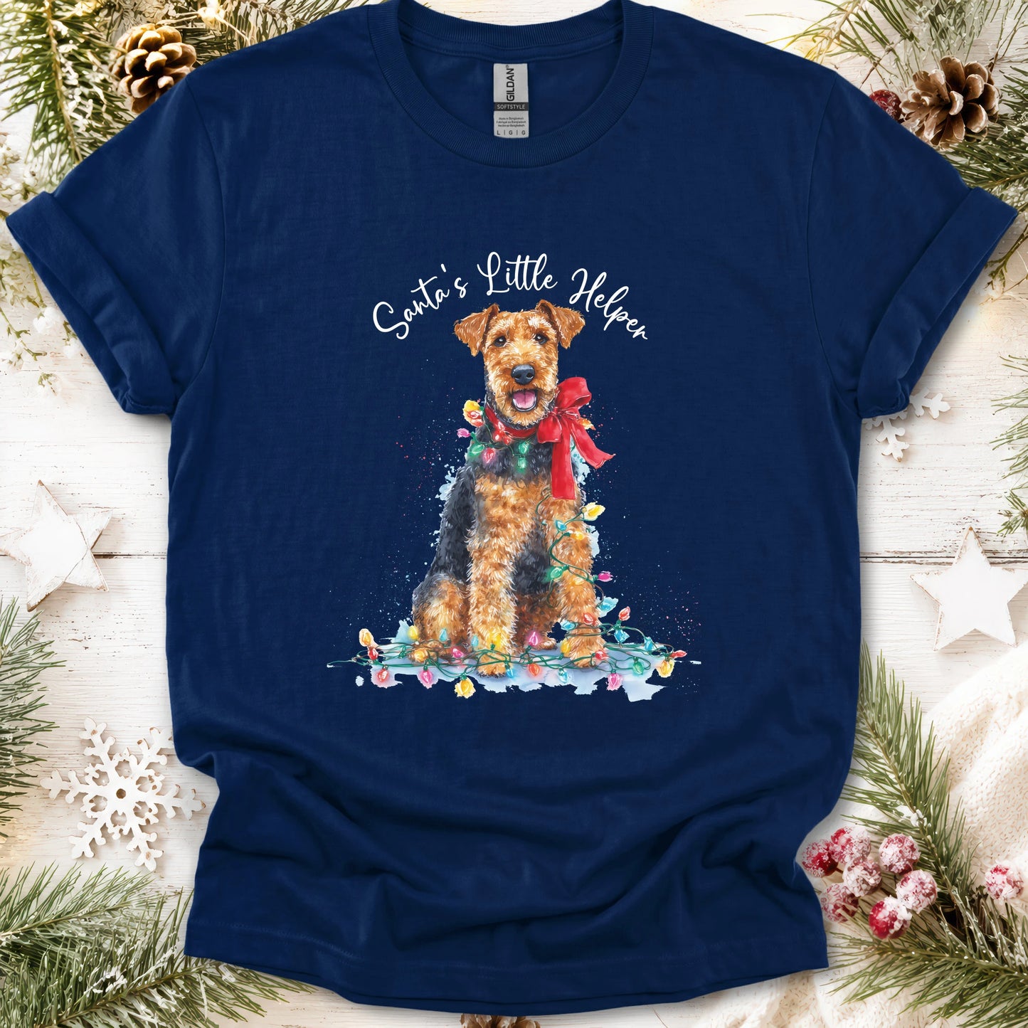 Welsh Terrier, Santas little helper, unisex T shirt
