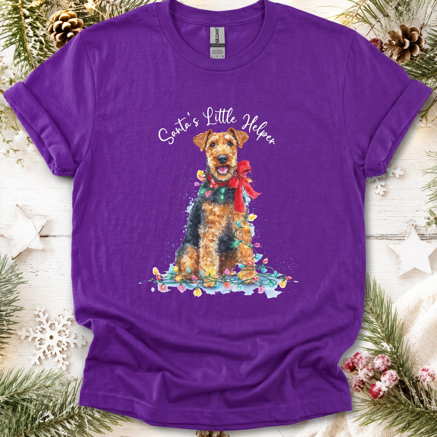 Welsh Terrier, Santas little helper, unisex T shirt