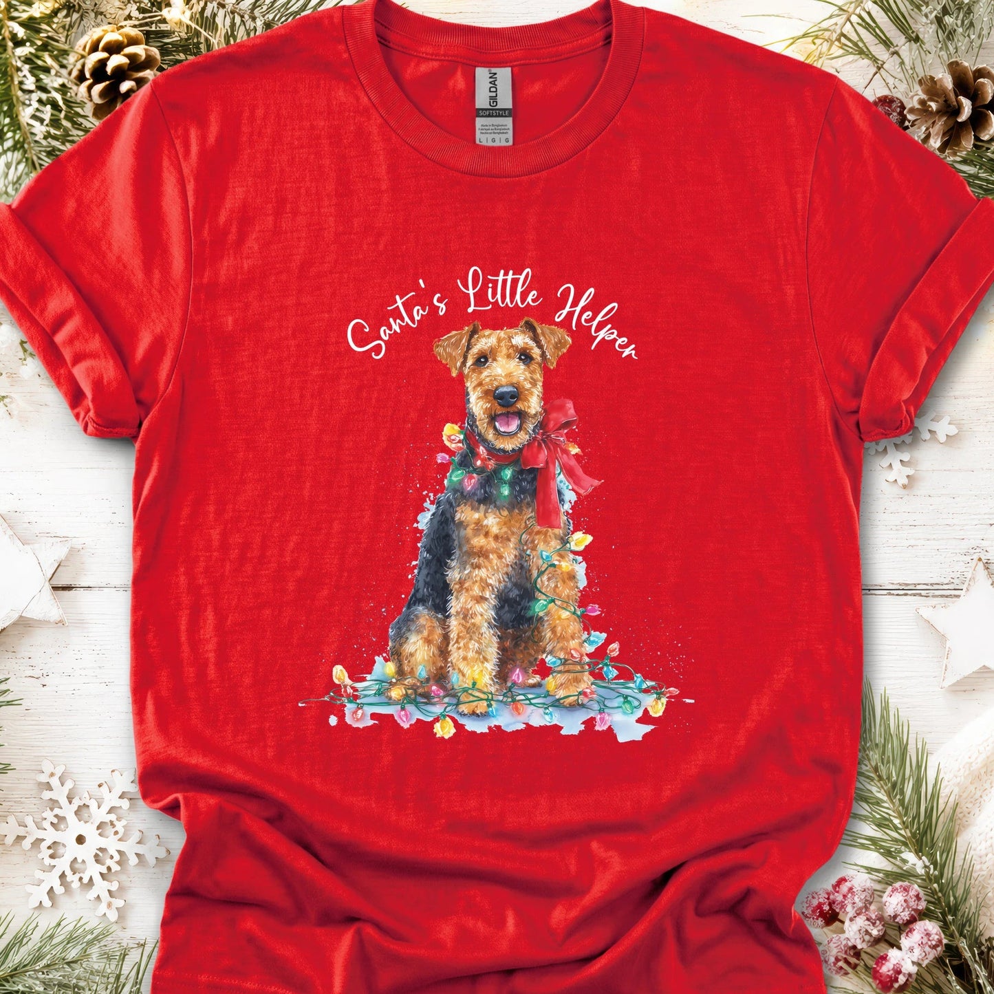 Welsh Terrier, Santas little helper, unisex T shirt