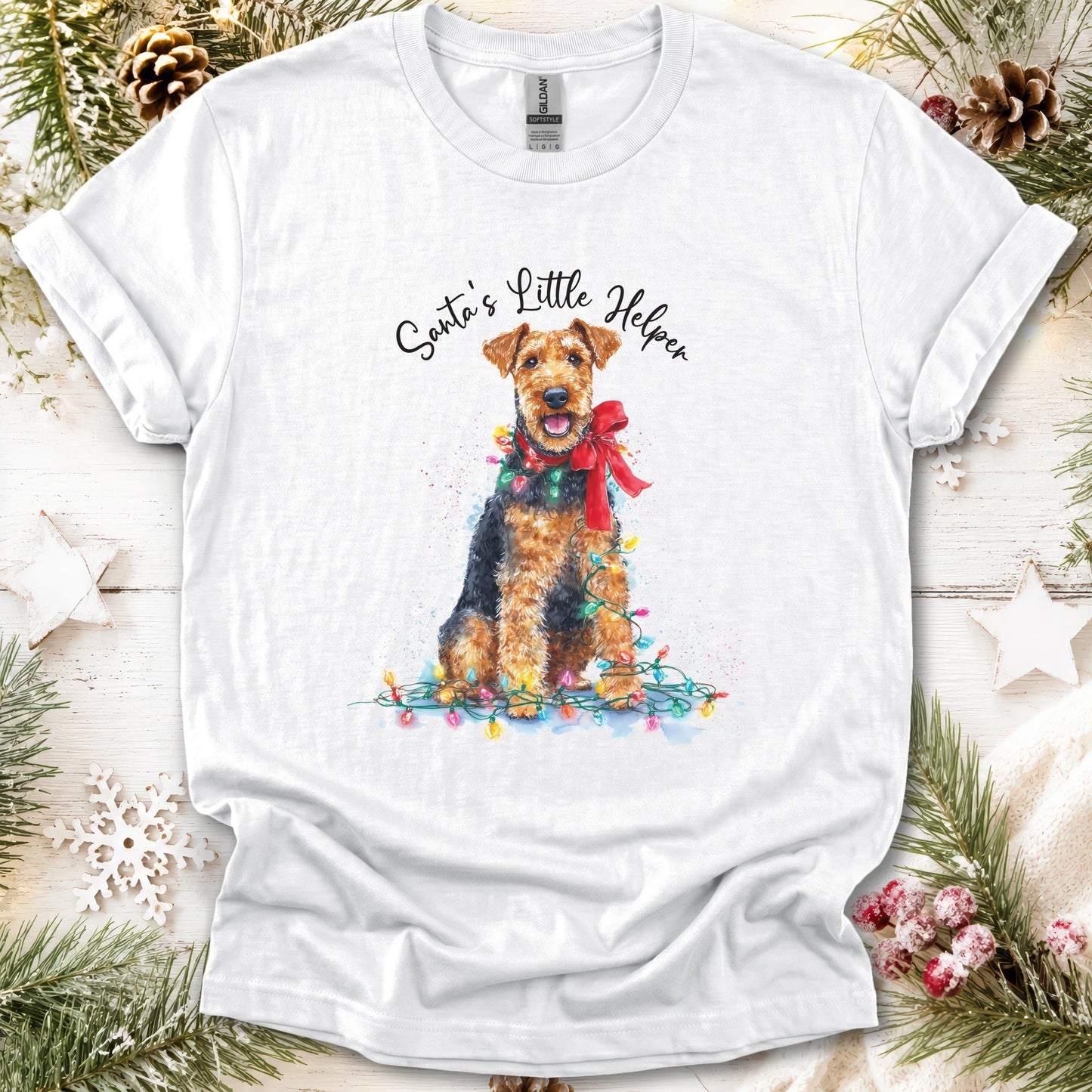 Welsh Terrier, Santas little helper, unisex T shirt