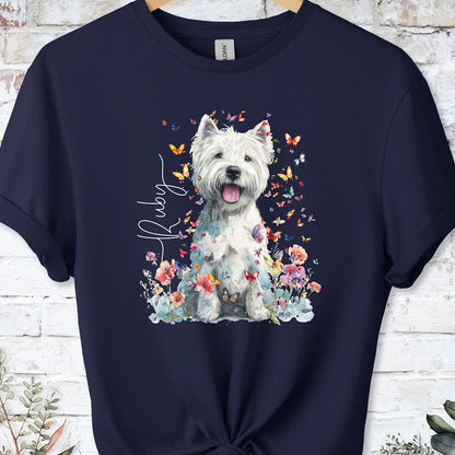 West Highland Terrier #2 Floral Personalized unisex T shirt