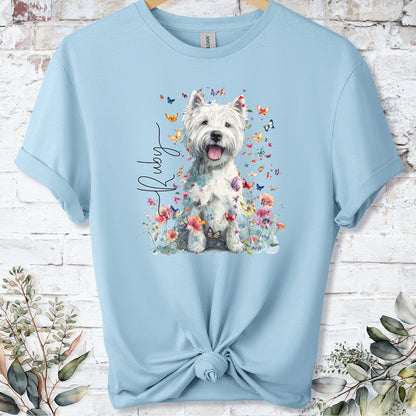 West Highland Terrier #2 Floral Personalized unisex T shirt
