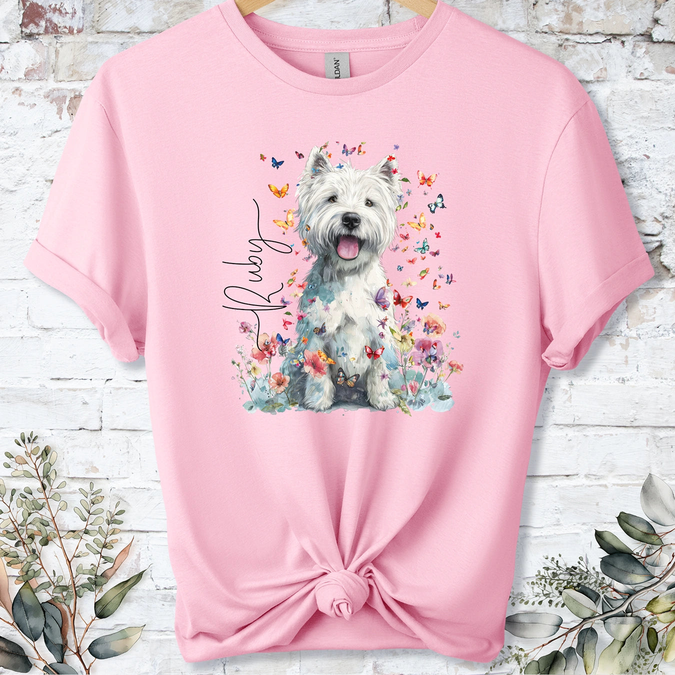 West Highland Terrier #2 Floral Personalized unisex T shirt
