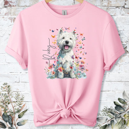 West Highland Terrier #2 Floral Personalized unisex T shirt