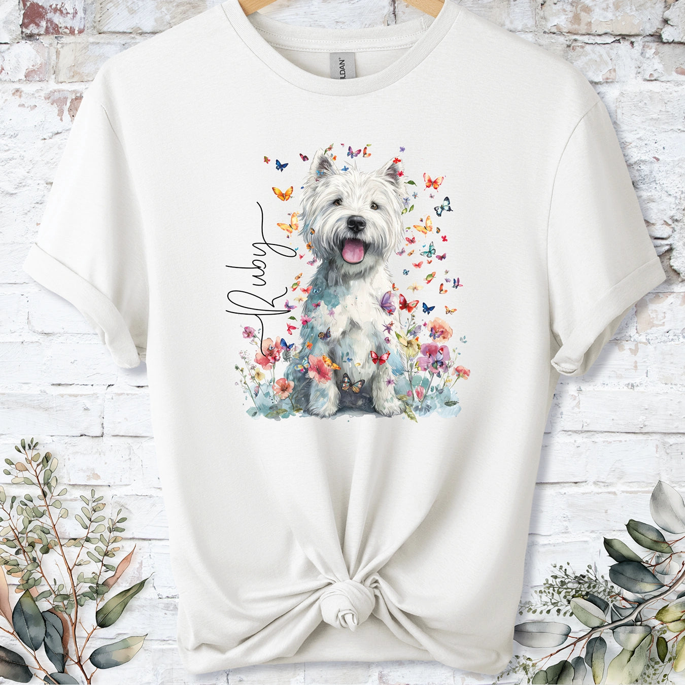 West Highland Terrier #2 Floral Personalized unisex T shirt