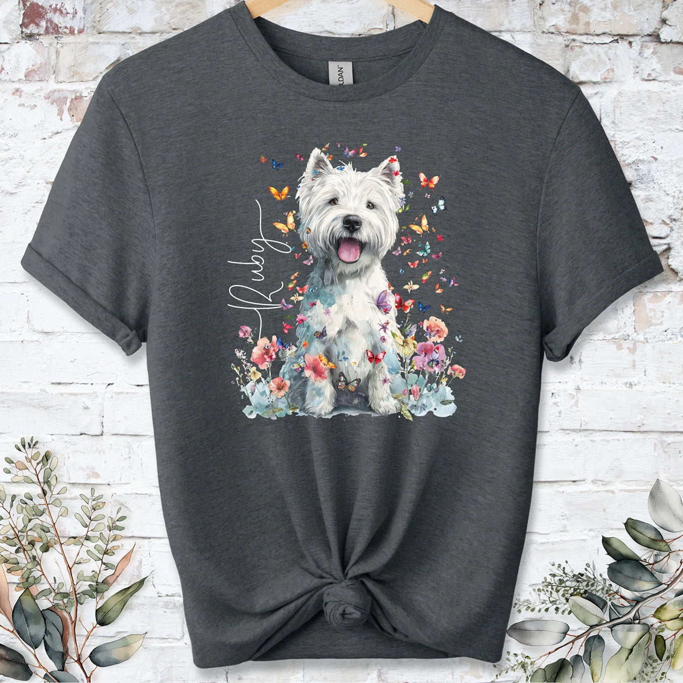 West Highland Terrier #2 Floral Personalized unisex T shirt