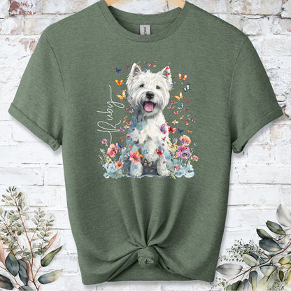 West Highland Terrier #2 Floral Personalized unisex T shirt