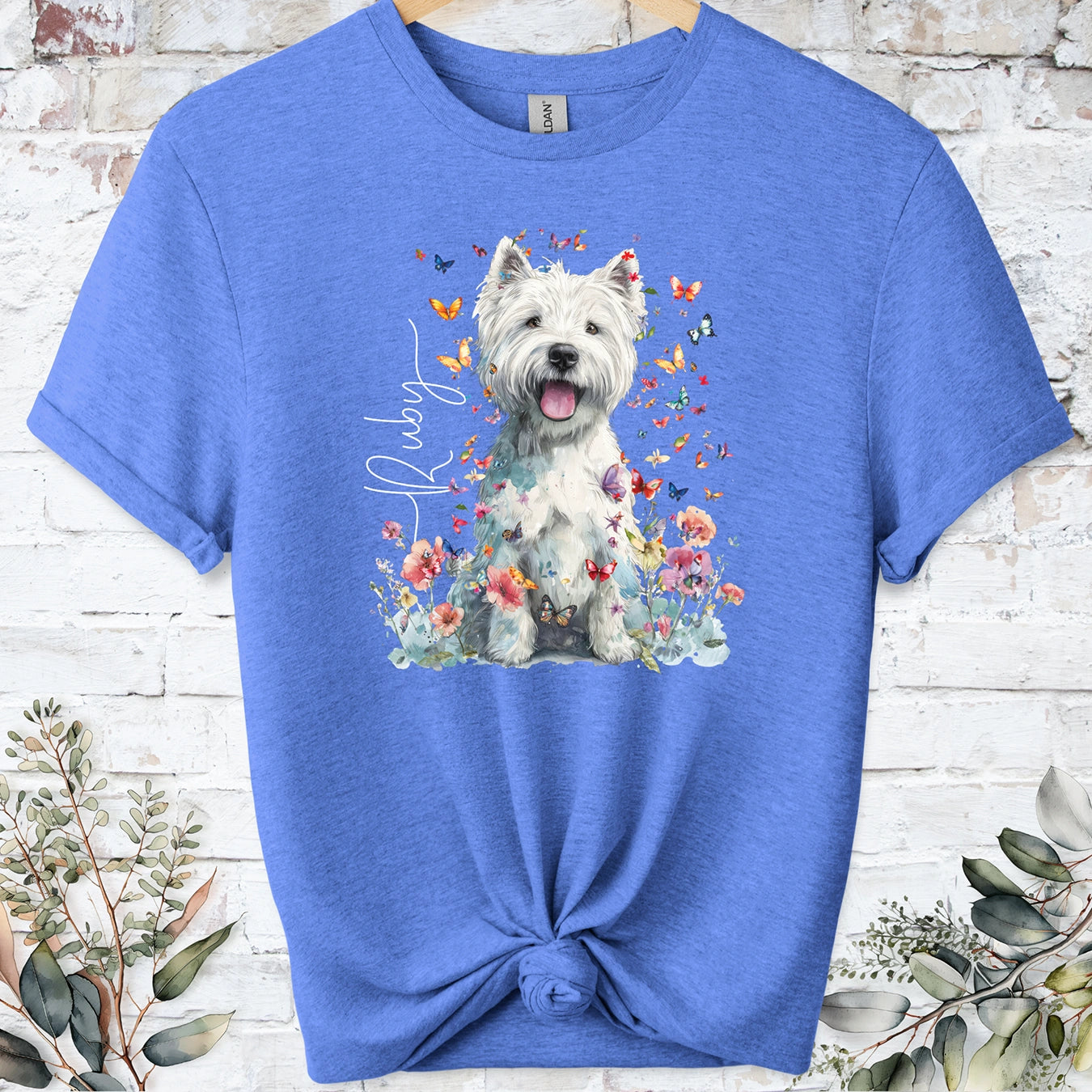 West Highland Terrier #2 Floral Personalized unisex T shirt