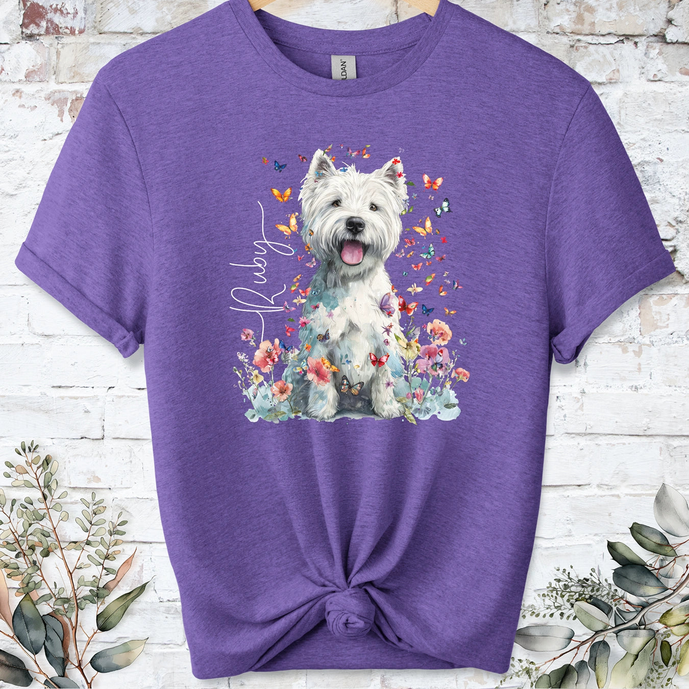 West Highland Terrier #2 Floral Personalized unisex T shirt