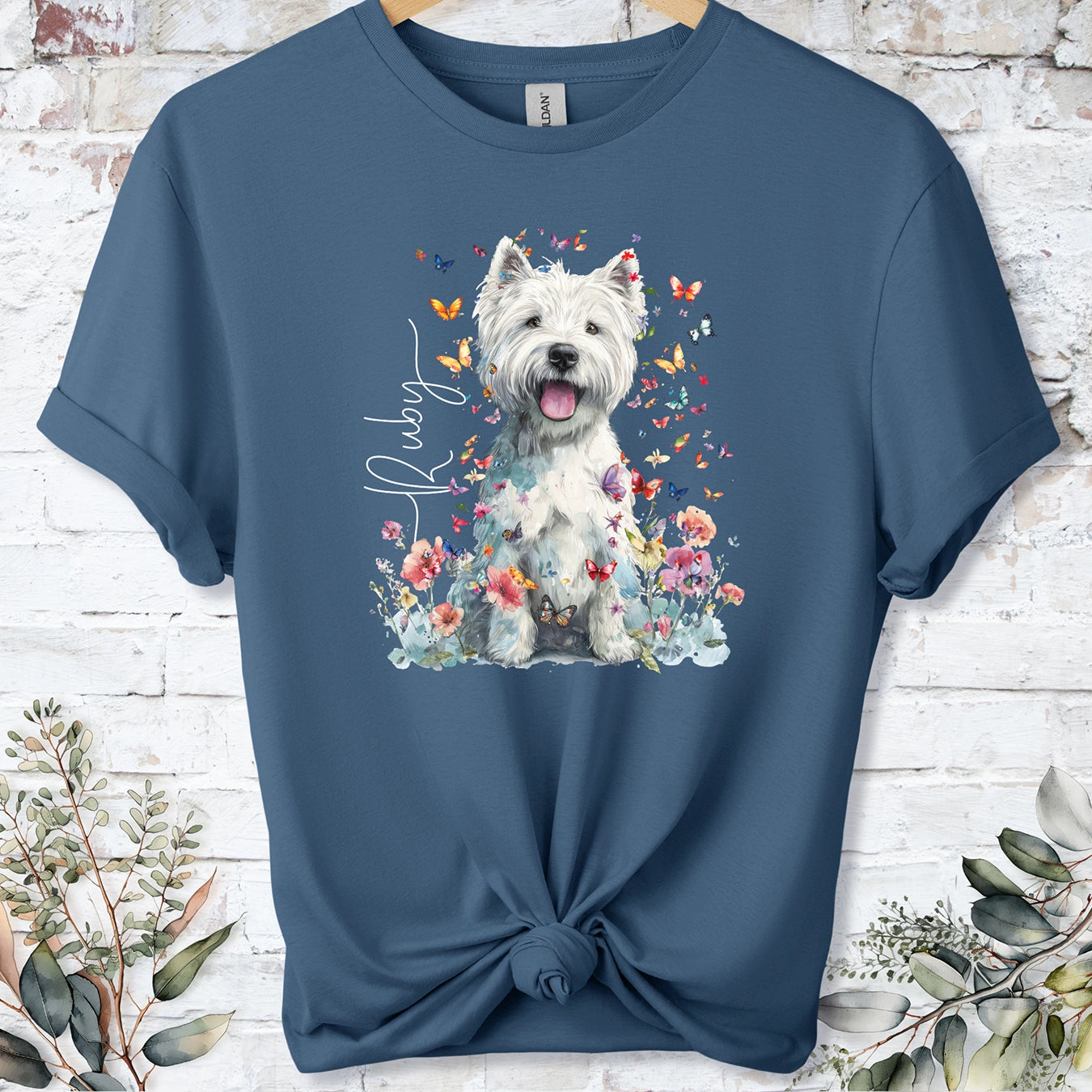 West Highland Terrier #2 Floral Personalized unisex T shirt