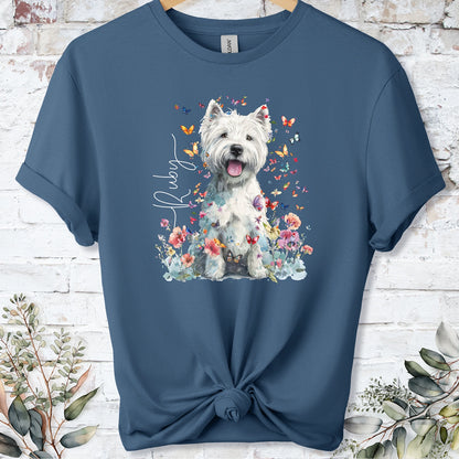 West Highland Terrier #2 Floral Personalized unisex T shirt