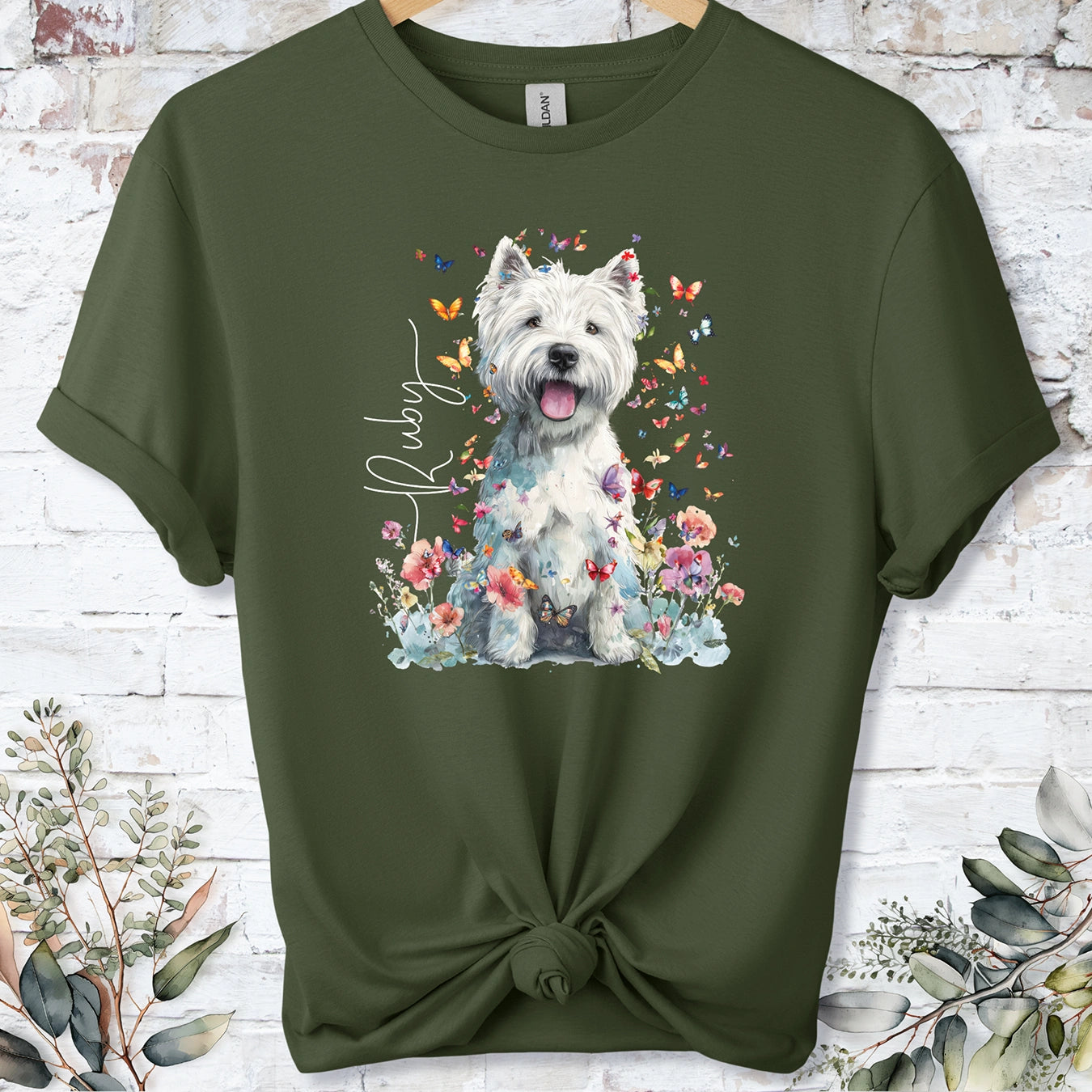 West Highland Terrier #2 Floral Personalized unisex T shirt