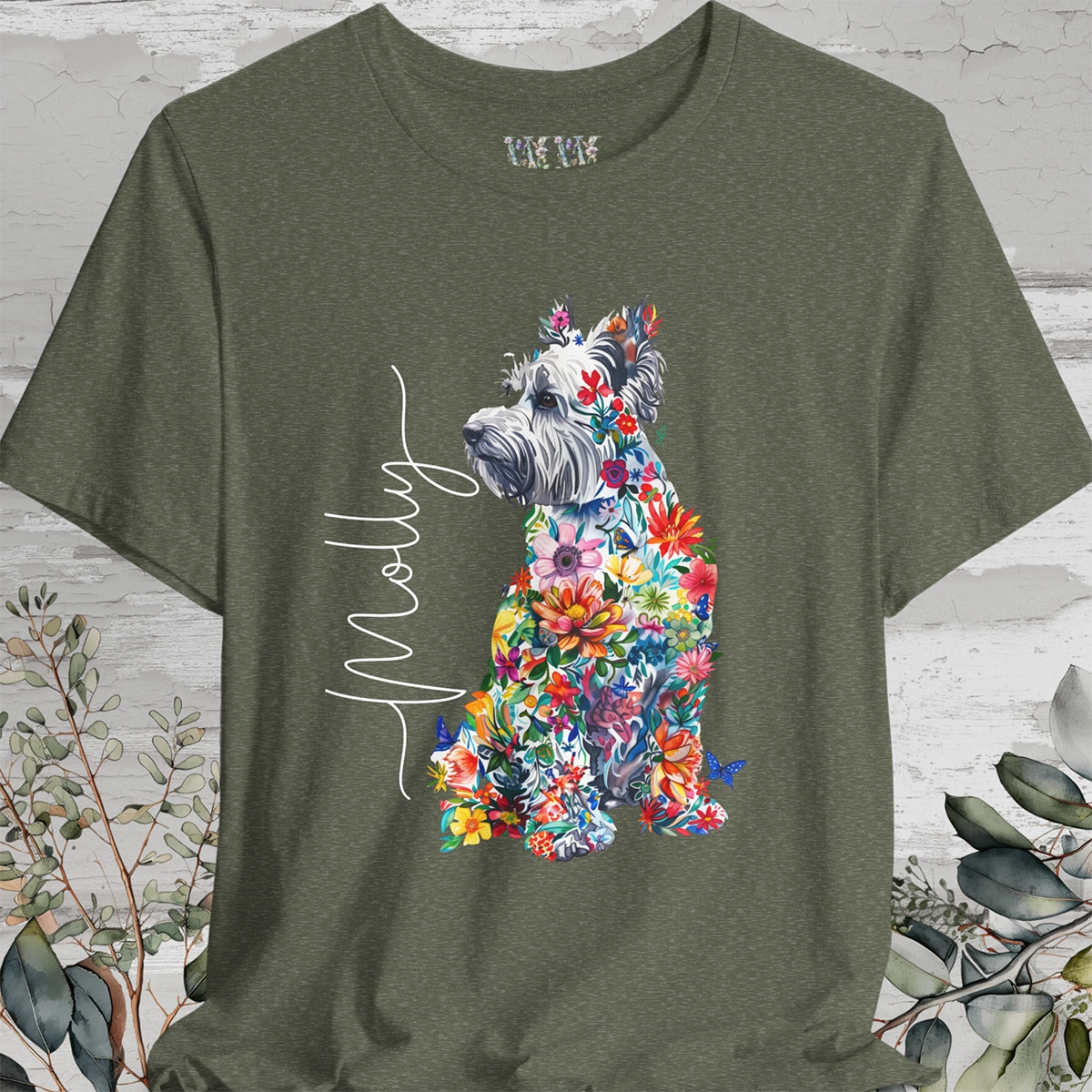 West Highland Terrier Floral Personalized T shirt