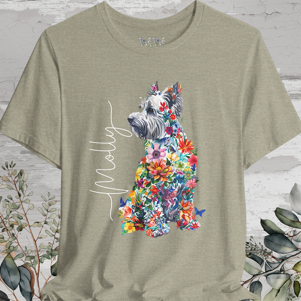 West Highland Terrier Floral Personalized T shirt