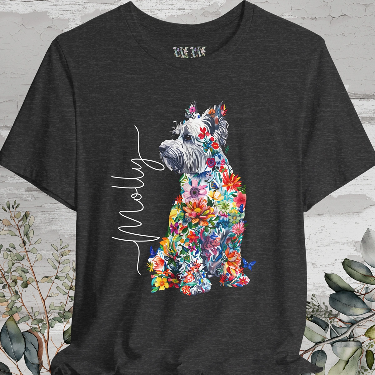 West Highland Terrier Floral Personalized T shirt