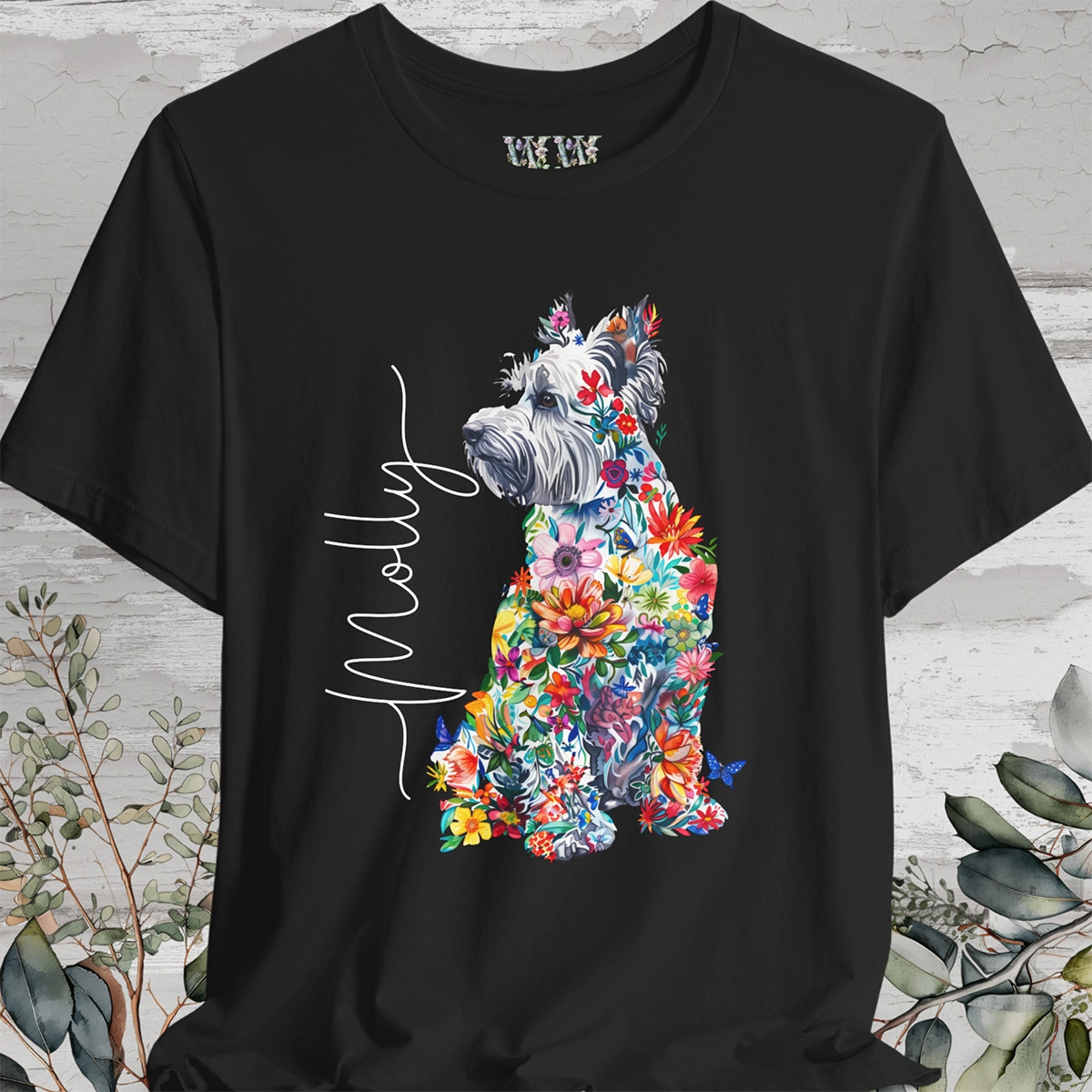 West Highland Terrier Floral Personalized T shirt