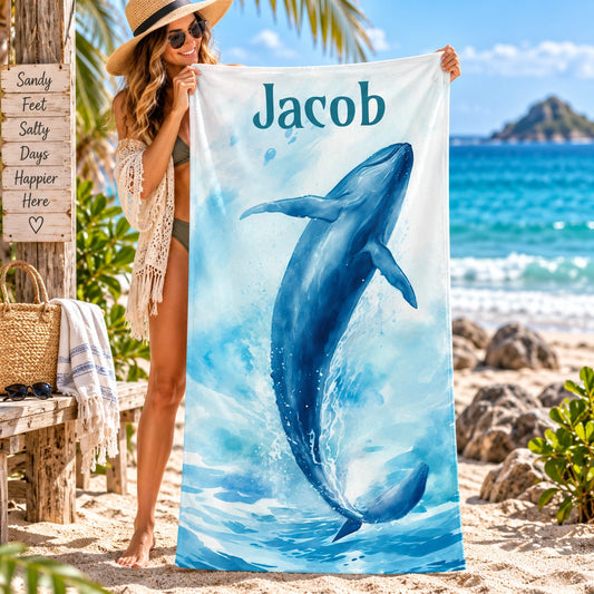 Whale #2 Personalised Beach Towels