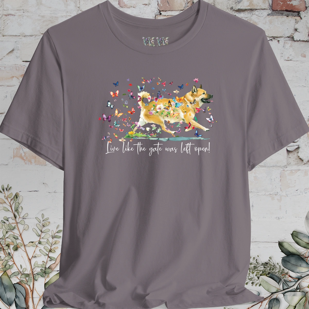 Wheaten Buhund 'Live like the gate was left open' T shirt
