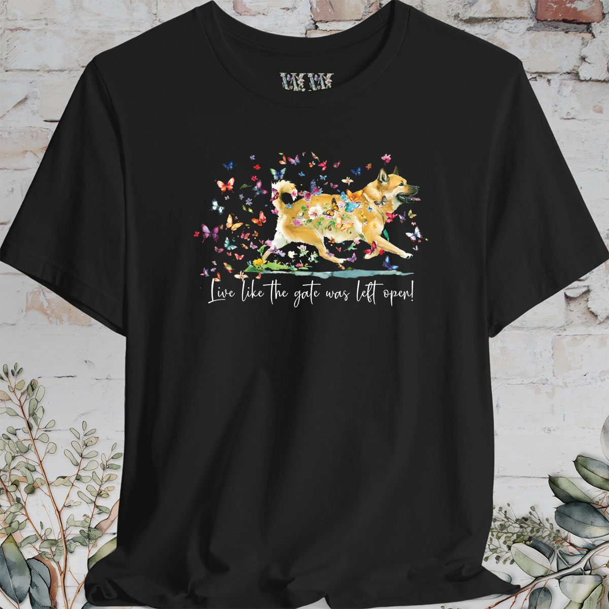 Wheaten Buhund 'Live like the gate was left open' T shirt