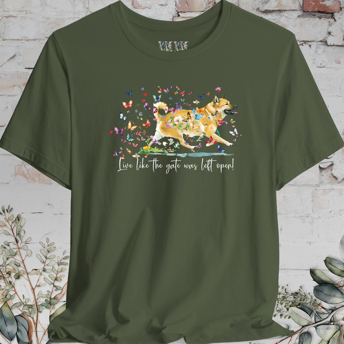 Wheaten Buhund 'Live like the gate was left open' T shirt