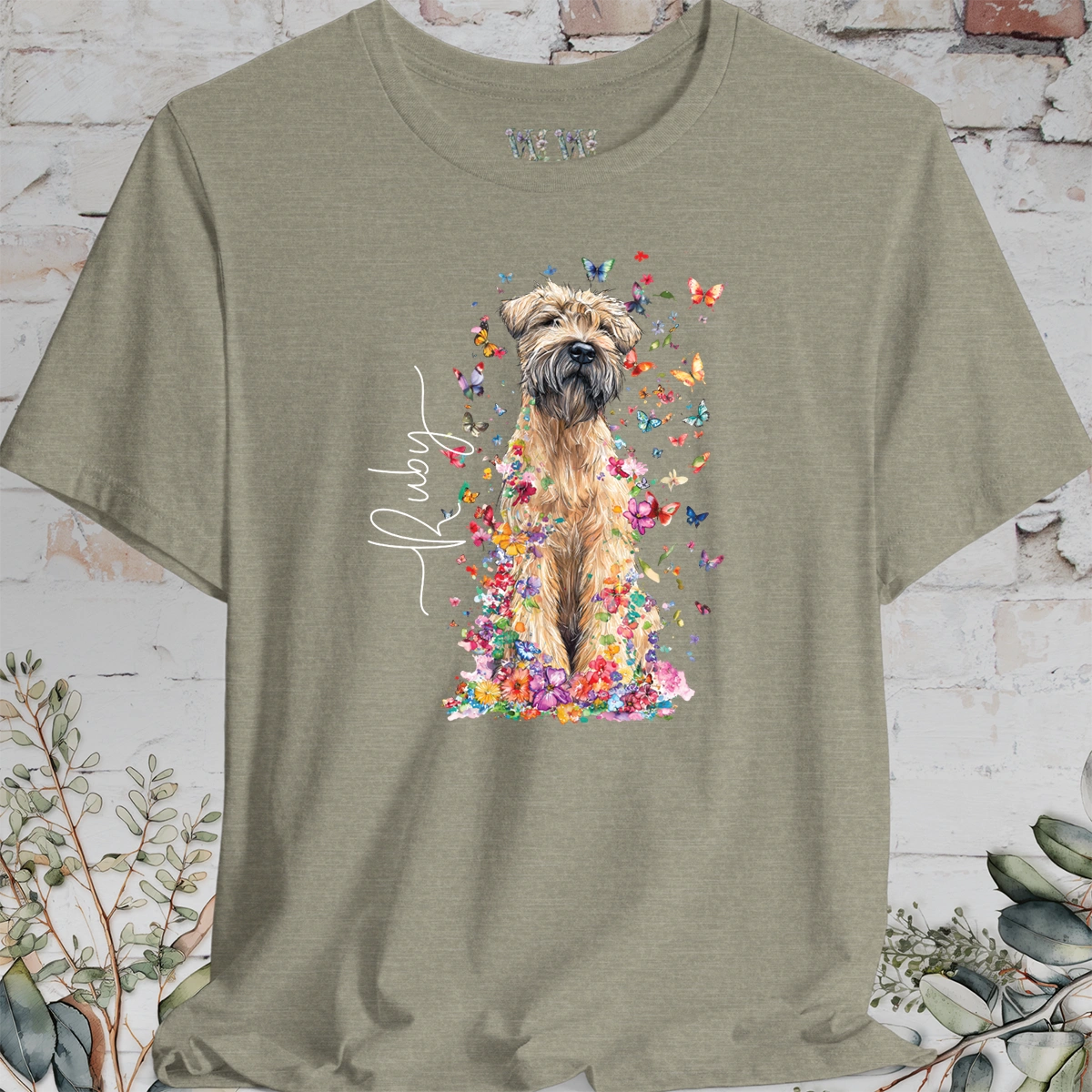Wheaten Terrier Floral Personalized T shirt