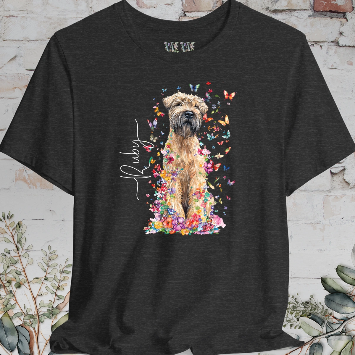 Wheaten Terrier Floral Personalized T shirt