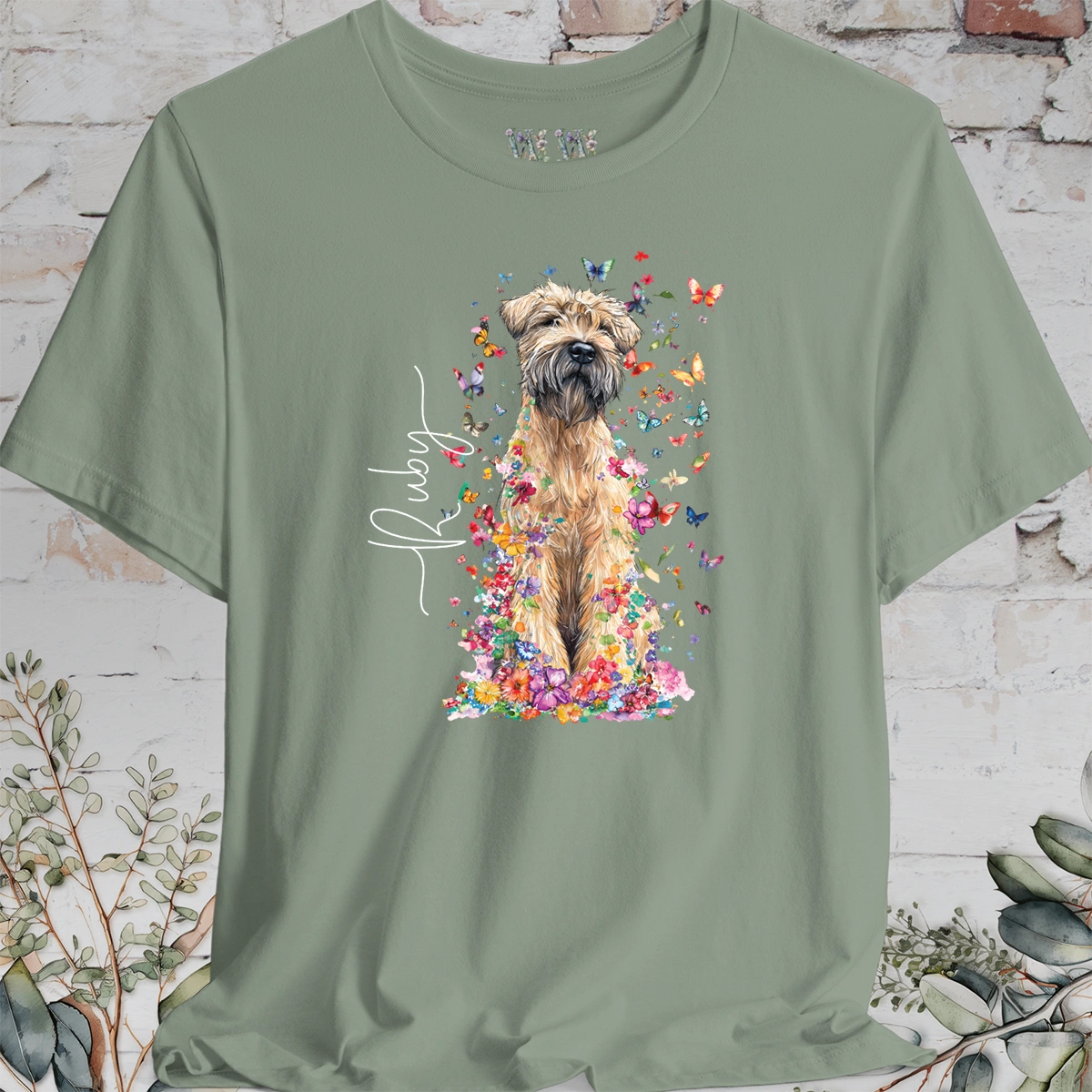 Wheaten Terrier Floral Personalized T shirt