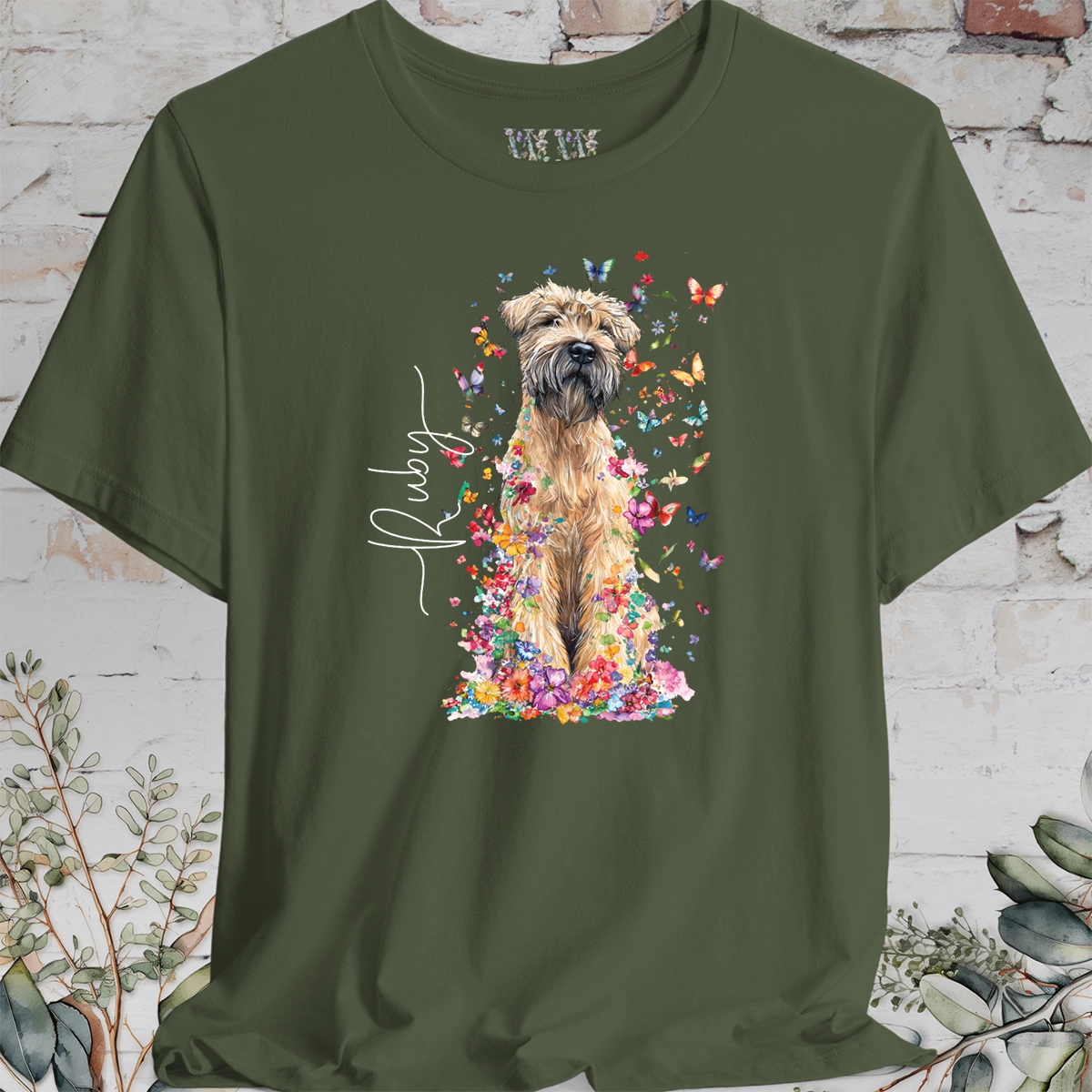 Wheaten Terrier Floral Personalized T shirt