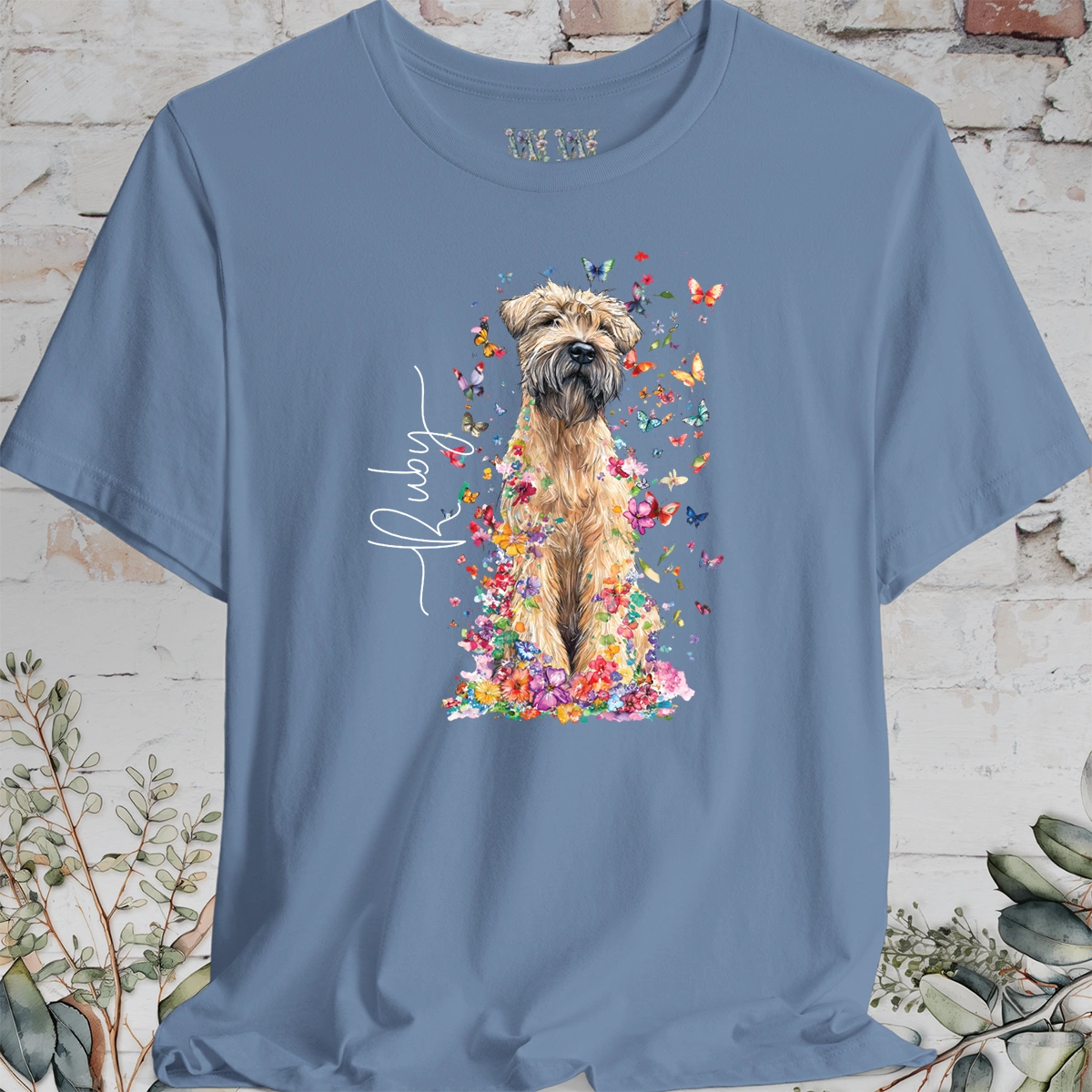 Wheaten Terrier Floral Personalized T shirt
